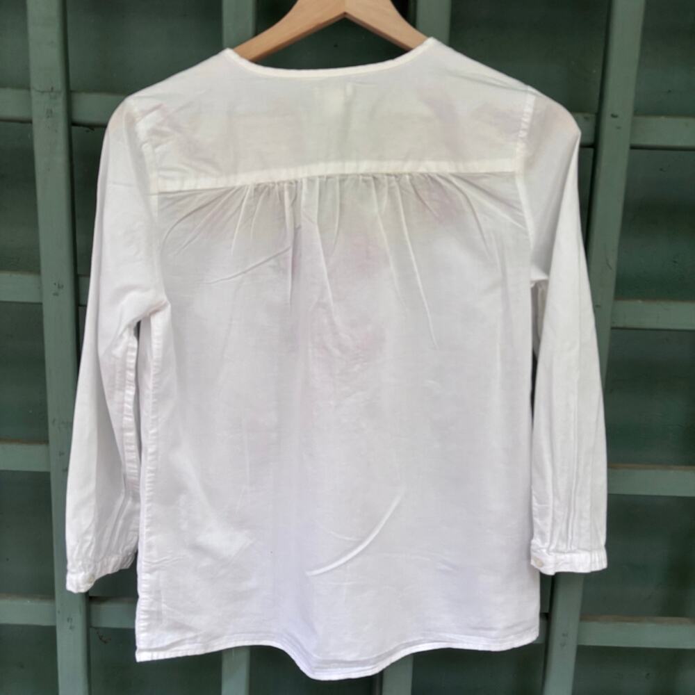 J Crew Embroidered Boho Peasant Blouse V-Neck Size S Cottage Nordic Folk - Picture 3 of 5